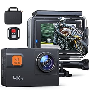Action Cam 4K/60fps WiFi, 20MP HD Touch Screen, 40M Fotocamera Subacquea Impermeabile, 8X Zoom Videocamere, Giroscopio Stabilizzazione, con Telecomando, 2 Batterie, Valigetta Per il Trasporto