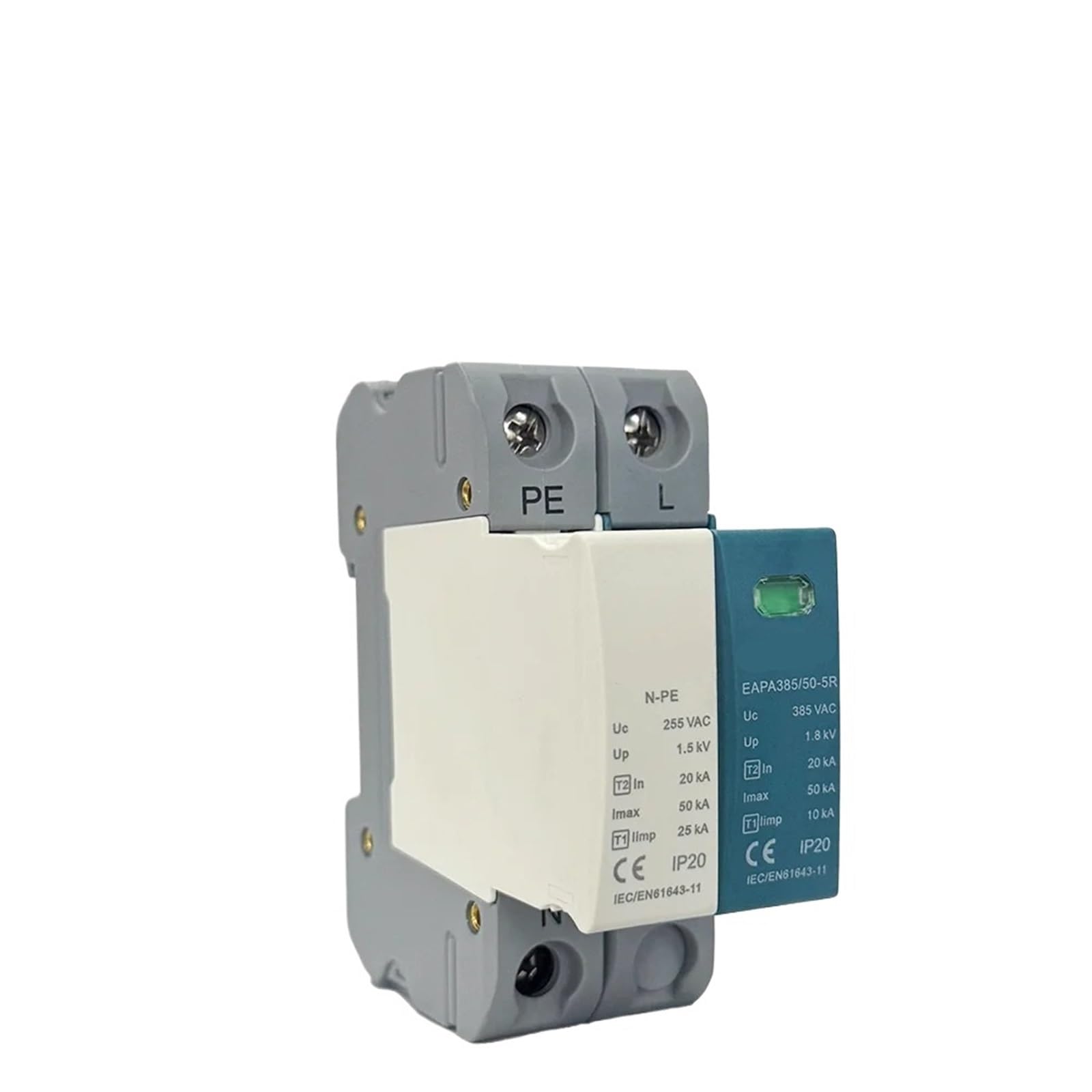 1 parafoudre T1+T2 classe 50KA SPD 2P 1P+NPE 275VAC for rail DIN(3P NPE with RC)