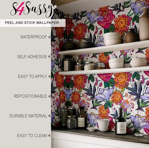 Mural rosa autoadhesivo y removible S4Sassy vinilo de pared texturizado para renovar baños 4