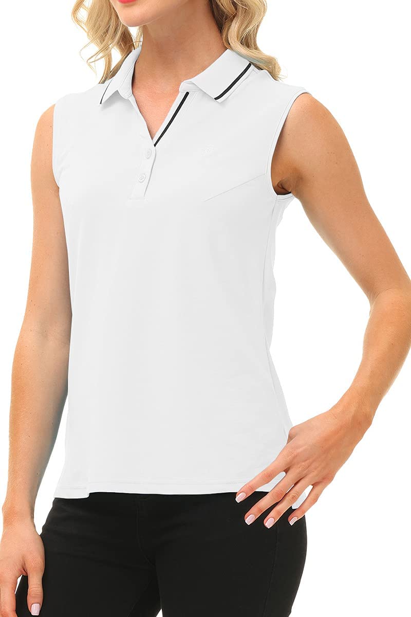 MoFiz Polo Femme sans Manches Travail Sport Shirt d'été Respirant Tennis Golf Tops