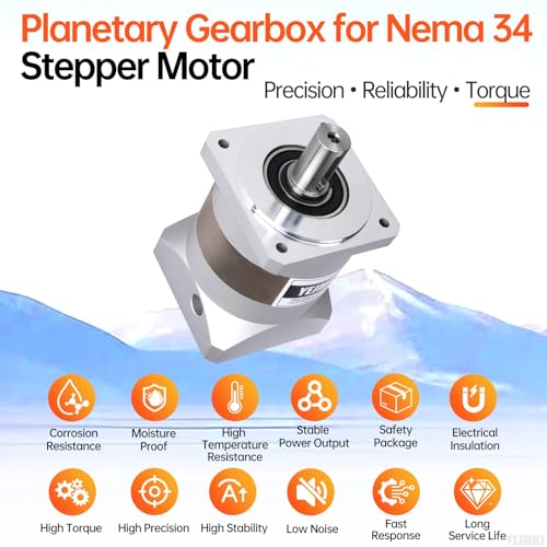 Image of Ratio 10:1 Planetary Gearbox for Nema 34 Stepper Motor 90-110mm | Planetary Reducer for 86 step motor Backlash 10 arcmin Input Shaft 41.5mm φ19mm 4 Screw 2 Plug 1 Key CNC 3D Printer Lathe