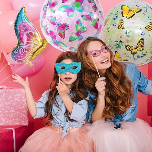 Image of Rozi Decoration Butterfly Print Balloons Set for Birthday Parties Decoration, Floral Theme Round Balloons for Kids Party, Baby Shower and Celebration Decor (Multicolor Design) Pack of 2 Pcs