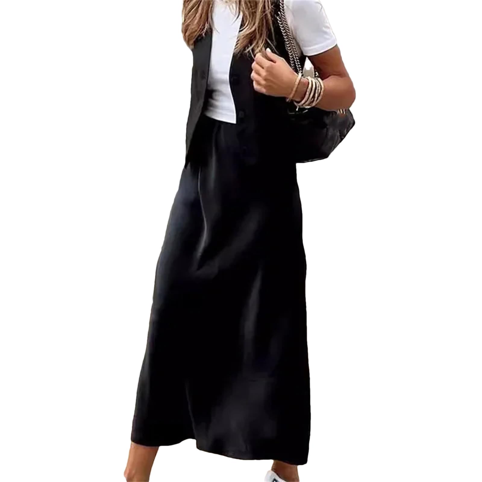 Gonne in raso a vita alta da donna Primavera Solido Drappeggiato Gonne estive Casaul Slim Long Party Gonne