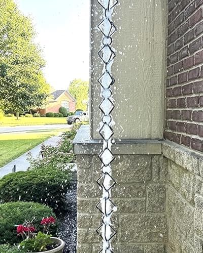 Miniatura 7 de Rain Chain Decorative Rain Chains Diamond Links, Black Aluminum Rain Catcher Chain 7ft 8ft 9ft 10ft, Replacement Downspout for Gutters, Water