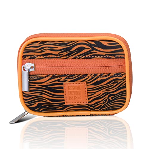 Image of Made Easy Kit Pill Case - Weekly Medicine Organizer with Removable Seven-Day Vitamin & Supplement Box - Premium Neoprene for Travel Purse Accessory (Orange Tiger)