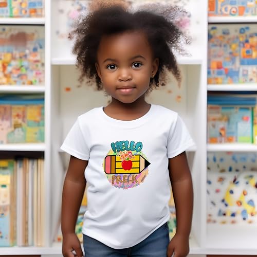 Hello Pre-K #15 Toddler Shirts, 2T-4T, Girls, Pencil, Colorful, Glitter Print, Great for The First Day of School Or Everyday2