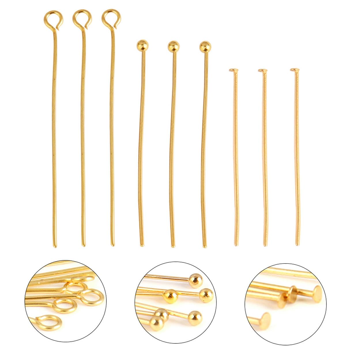 Craftdady 640 Stück Kopfstifte Kugelkopfstifte Flachkopfstifte Offene Augen Kopf Pins Draht Kopfstifte Für Perlenarbeiten Schmuckherstellung