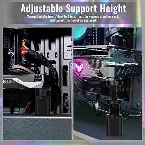 Image of Short GPU Support Bracket - Heavy Duty Adjustable GPU Anti Sag Holder & Support Stand for Graphics Card, 0.98 inch-2 inch Height Durable Black Metal PC Build Stabilizer, GPU Sag Prevention