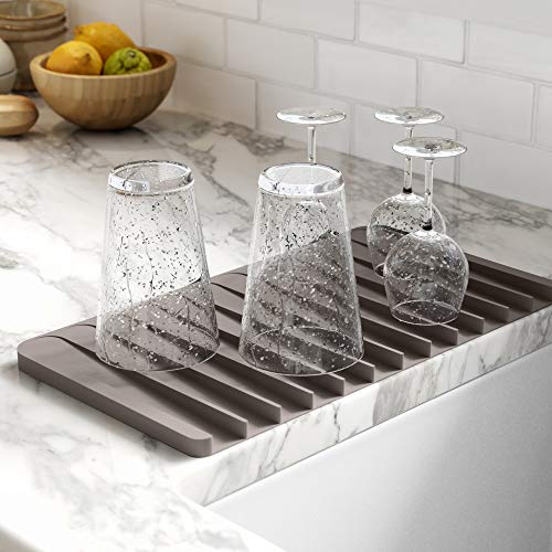 Image of Kraus Self-Draining Silicone Dish Drying Mat or Trivet for Kitchen Counter in Brown, KDM-10BR