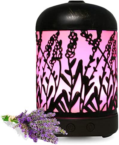 Metal Vintage Essential Oil Diffuser for Home, Essential Oil Diffuser with 7 Colorful LED Night Light,Beautiful Country Style defuser, Auto-Off Safety Switch, Easy to Clean Water Tank(120ml).