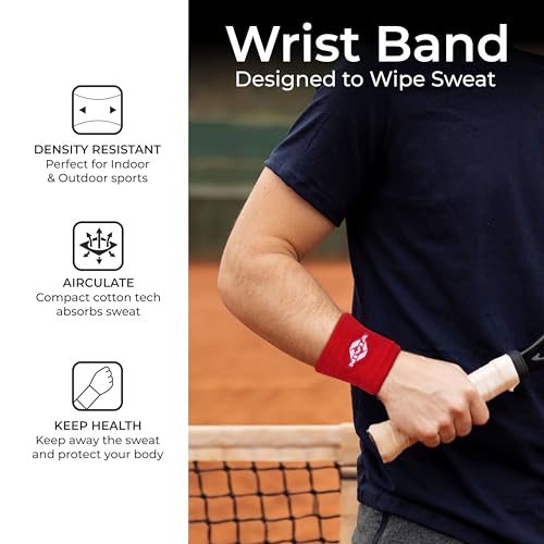Image of Nivia Sweatband for Men & Women, Wristbands for Tennis, Basketball, Running, Sweat Band for Gym & Athletes (Large, Red)