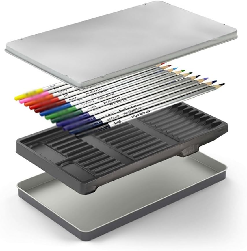 Colourful Iron Box Log Pencils Water Soluble Coloured Drawing Set Doodle Colouring