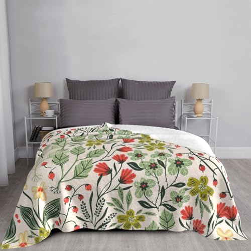 Couverture en flanelle imprimée de fleurs pour lit et canapé