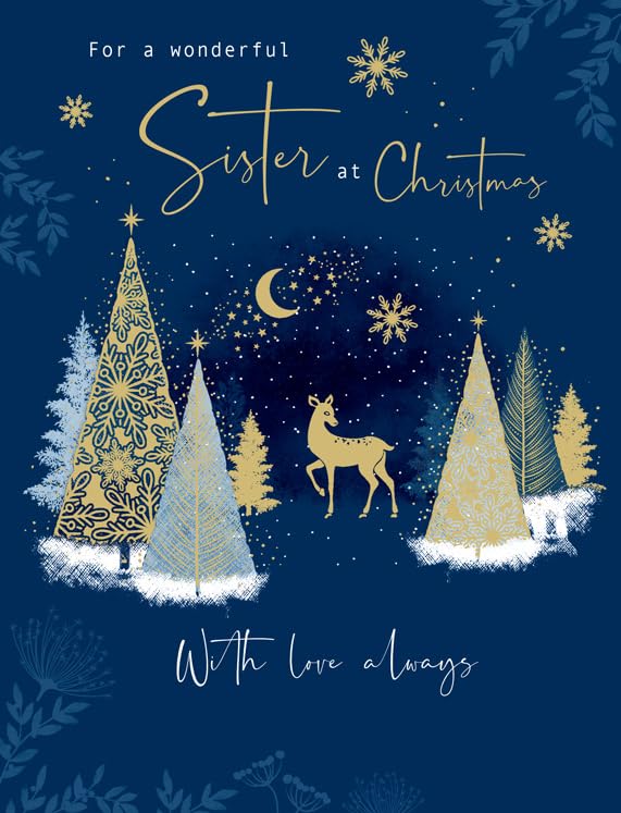 Christmas Card To a Wonderful Sister at Christmas - 8 x 6 inches - Piccadilly Greetings
