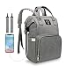 Diaper Bag Backpack, LEQUEEN Waterproof Stylish Multifunction Large Capacity Travel Back Pack Maternity Baby Nappy Changing Bags with USB Charging Port (Gray)