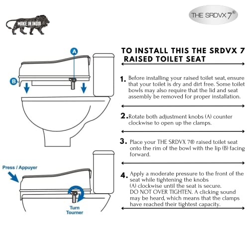 Image of Commode Raiser 4 Inch For Oval Shaped, Comfortable, Lightweight Portable Commode Seat Raiser, Commode Elevator For Handicap, Knee Patients, Old Senior Citizen (4 Inches With Lid)
