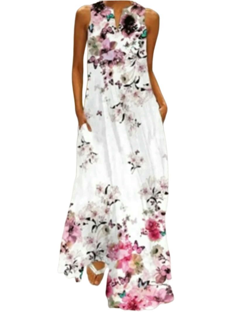 Sukienka boho damska letnia kwiatowa sukienka bez rękawów 3D z nadrukiem elegancka impreza na co dzień sukienka plażowa damska