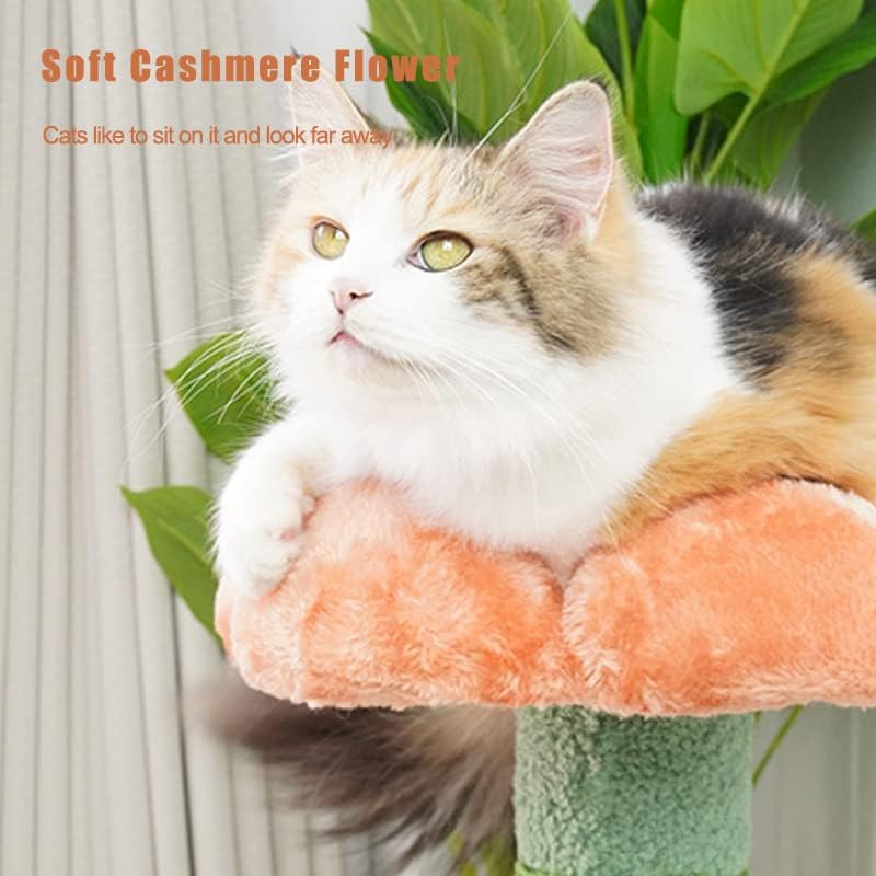 review kathson Flower Cat Tree Tower, 27 Inches Cute Small Cat Climbing Activity Tree Green Modern Floral Cat Tree Natural Sisal Scratcher Climbing Cat Tree Tower for Indoor Cats