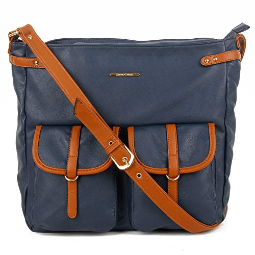 SwankySwans Gigi School Bag PU Leather, Sacs bandoulière Femme - Bleu - Bleu (Bleu Marine),