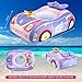 Car Baby Pool Float, Thick PVC Baby Swim Floats, Toddler Pool Floats, Inflatable Baby Swimming Float Seat Boat with Steering Wheel for Kids 12-18 Months, 12-24 Months 2-3, 3+ Years Old (Pink)