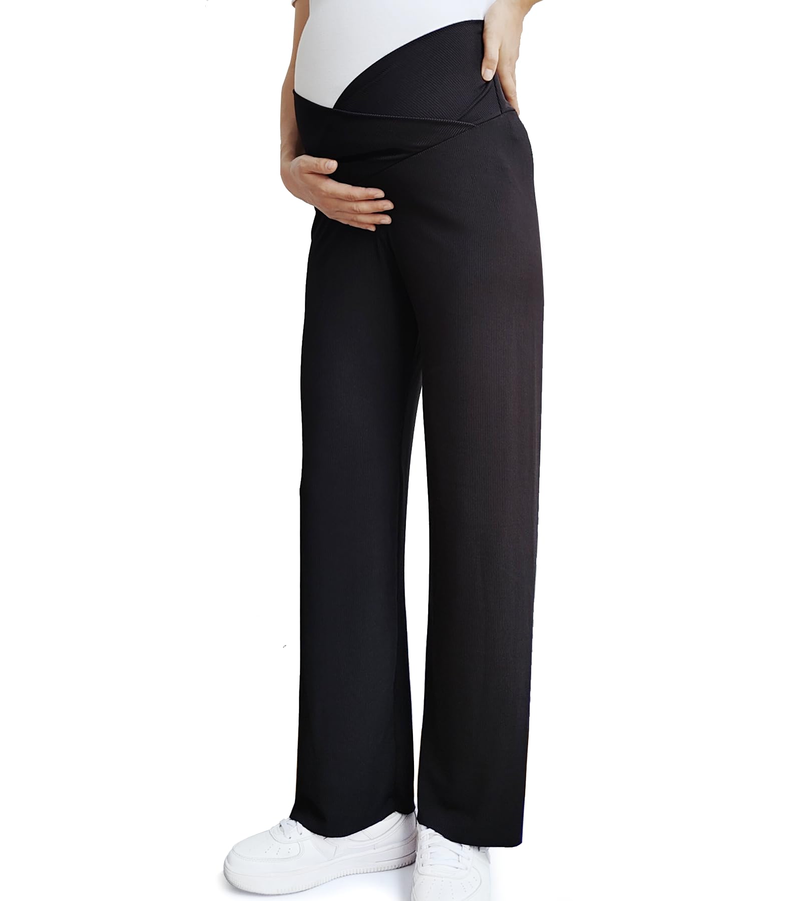 Pantalon Maternité Jambes Larges, Pantalon Long Décontracté de Grossesse Femme, Pantalons Maternité pour Travail, L'entraînement Salon L'athlétisme