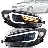 VLAND Headlights Assembly Fit for Subaru WRX/STI 2015-2021, Base, Premium, Limited(Not for LED Models and Models w/AFS/SRH), LED Headlamp with Welcome Running Lights, Clear Reflector