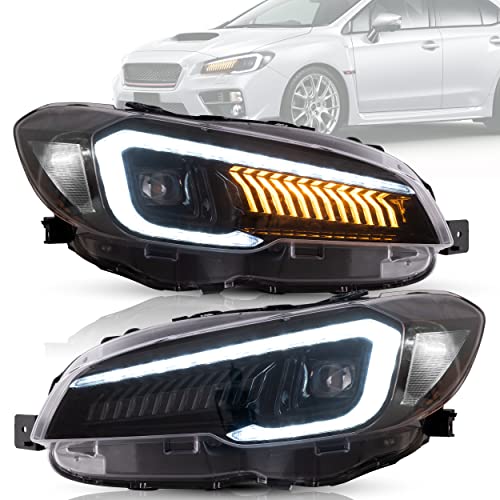 VLAND Headlights Assembly Fit for Subaru WRX/STI 2015-2021, Base, Premium, Limited(Not for LED Models and Models w/AFS/SRH), LED Headlamp with Welcome Running Lights, Clear Reflector