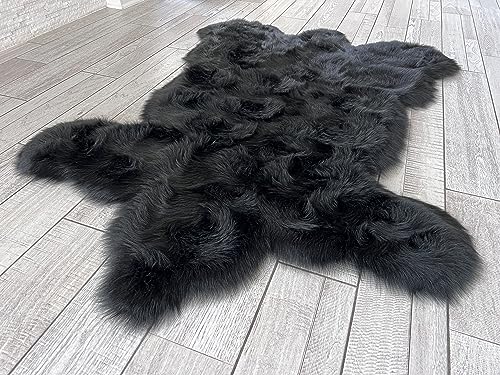 Tapete imitación piel de oso 5'x7' negro suave y mullido miniatura 6