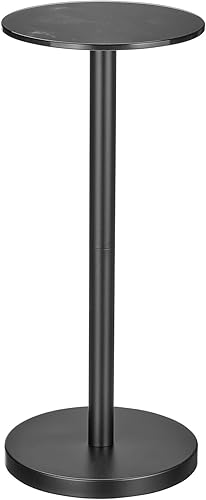 Miniatura 6 de mDesign Mesa de noche lateral o extremo superior de cristal, mueble de mesita de noche de metal redondo alto y moderno para sala de estar,