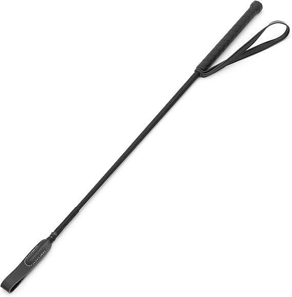 Jeffers Equine Horse Riding Crop for Equestrian Training Durable Fiberglass Shaft with Leather Slapper & Rubber Grip Riding Aid for English, Western, Dressage, Trail, Show Riders - Black 2412