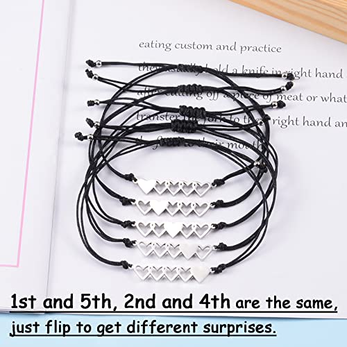 2/3/4/5 Pcs Sisters Best Friends Bracelet Friendship BFF Bestie Matching Heart Long Distance Bracelets Birthday Valentines Day Gifts for Women2