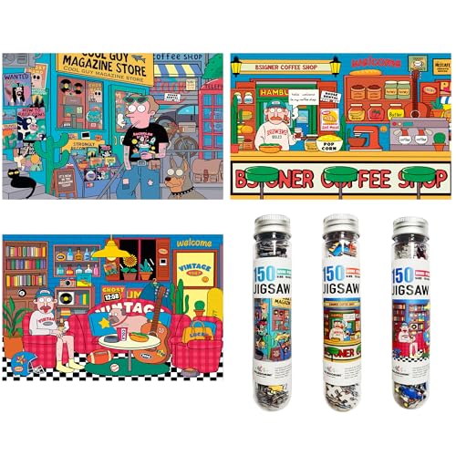 KALEIDOMINI-150 piezas Mini Rompecabezas para adultos - Serie Ilustración 2 Puzzle, 6 x 4 pulgadas, 3 paquetes, mini rompecabezas desafiantes pequeños miniatura 1