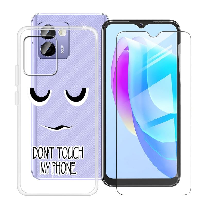 For Doogee N50 Pro Phone Case 1 X Tempered Glass Screen Protector, WXPPJ Ultra-Thin Soft TPU Silicone Shell Shockproof Protection Case For Doogee