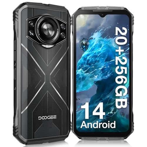 DOOGEE S Cyber Móvil Resistente Android 14, 10800mAh Movil Irrompible, 20GB+256GB/ 6.58”FHD Movil Libre, 50MP+16MP Cámara Móvil Rugerizado，IP68 / IP69K 4G Dual SIM/NFC/Huella Dactilar Plata