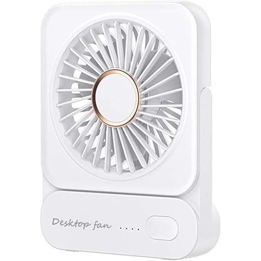 Gaiatop Mini Desktop Fan, 2000mAh Battery Rechargeable Small Table Fan with 3 Speed Strong Wind, Ultra Quiet Portable Desk Fan Usb Charging Personal Fan for Office Home Travel(White)