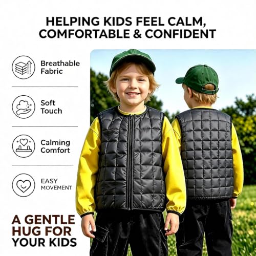 Image of Weighted Vest for Kids，Sensory Calming Support for Children with 2lb, 3lb, 4lb Weights(Ages 2-13) ,Breathable & Washable for Active Play(Grey)