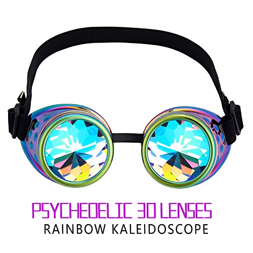 Image of 3-5 Days Delivery Kaleidoscope Rave Rainbow Crystal Lenses Steampunk Goggles
