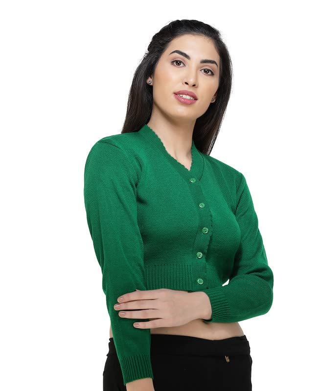 Image of Women Winter Wear V-Neck Full Sleeves Regular Fit Woollen Blouse