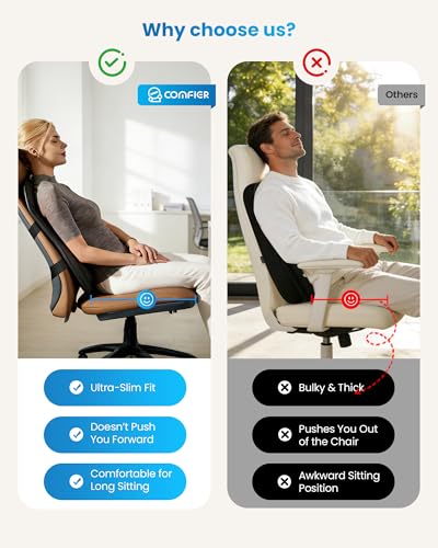 Image of COMFIER 2026 Upgrade Ultra-Slim Heated Back Massager for Chair,Up-Down Moving 10 Massage Nodes,Deep Tissue Shiatsu Back Massager with Heat,Upper /Lower /Full Back Relief,Gift for Women & Men