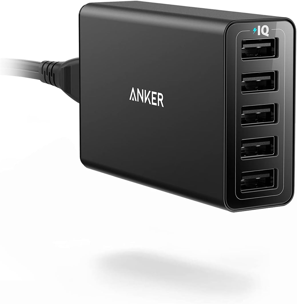 Anker 40W 5-Port USB Wall Charger, PowerPort 5 for iPhone Xs/XS Max/XR/X / 8/7 / 6 / Plus, iPad Pro/Air 2 / mini, Galaxy S9 / S8 / Edge/Plus, Note 8/7, LG, Nexus, HTC and More, Black - Amazon product rated Grade A