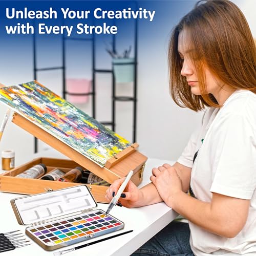 Image of Professional Watercolor Paint Set - 50 Colors Metal Case Kit