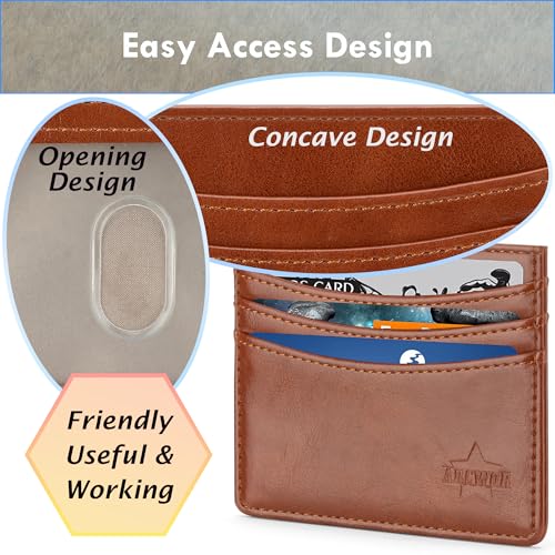 Image of Slim Wallet Minimalist Front Pocket RFID Blocking Men and Women Leather Wallets