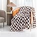 LOMAO Throw Blankets Flannel Blanket with Checkerboard Grid Pattern Soft Throw Blanket for Couch, Bed, Sofa Luxurious Warm and Cozy for All Seasons (Coffee, 50