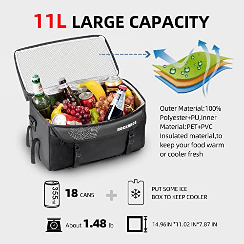 Rockbros Bike Trunk Cooler Bag Bicycle Rack Rear Seat Carrier Bag Insulated Bike Panniers For Bicycle Commuter Shoulder Bag 11L Storage Luggage Bags For Cycling Accessories E-Bike Cargo Travel #TOP2