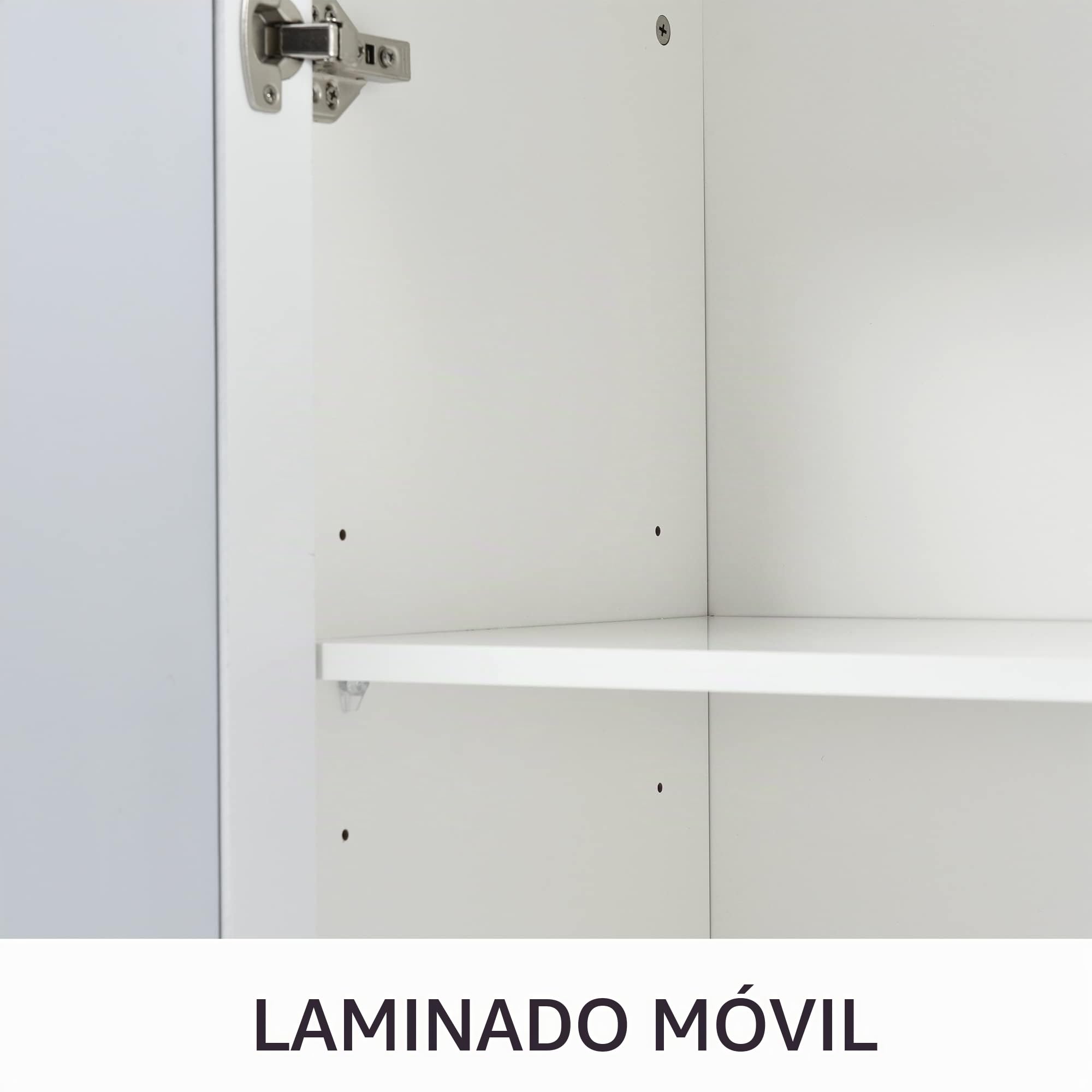 Moimhear Hogar y vivienda, muebles de espejo con asas de cristal fresco, cuatro puertas, con laminado móvil, para salón y comedor, 160 x 40 x 84 cm (blanco)