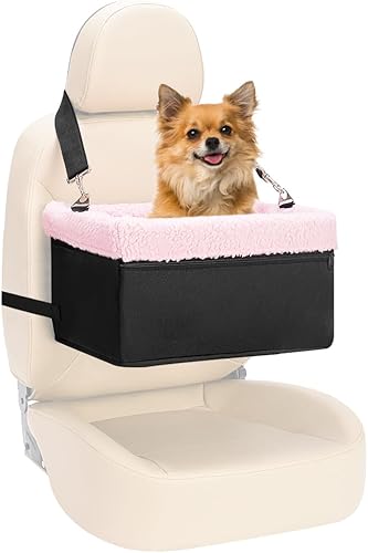NOVOLAB Asiento de coche para cachorros, asiento de coche portátil de lujo con correa de seguridad con clip, perfecto para mascotas pequeñas de NOVOLAB Asiento de coche para cachorros, asiento de coche portátil de lujo con correa de seguridad con clip, perfecto para mascotas pequeñas de