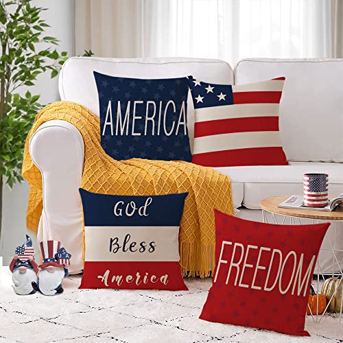 Setof4patrioticthrowpillowcovers18x184thofjulypillowcoversmemorialdayindependencedayamericanflagcushioncoversfourthofjulypillowcoversforhomeoutdoordecorations18inch  Urban Country Home Decor Set of 4 patriotic throw pillow covers 18×18 4th of july pillow covers memorial day independence day american flag cushion covers fourth of july pillow covers for home outdoor decorations 18 inch  urban country home decor