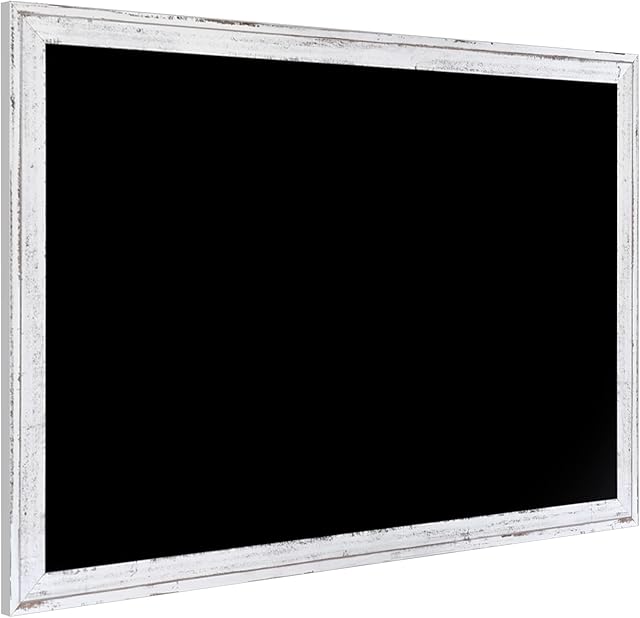 QUEENLINK Chalkboard Wall Mounted Bulletin Chalk Board White Wood Frame Blackboard Rustic Retro for Home, School, Offie (White, 45x60cm)