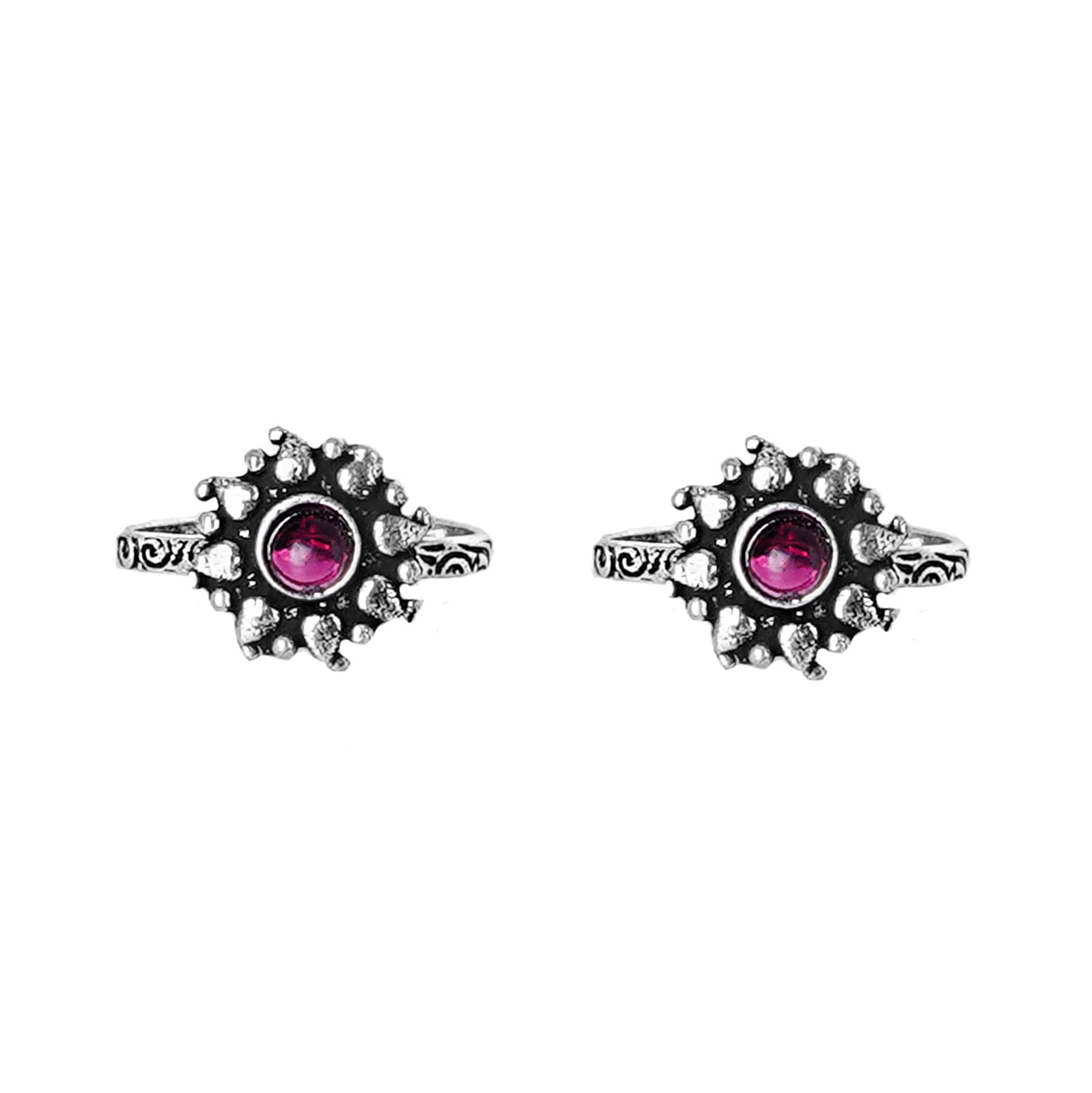 TEEJH Miraya Pink Stone Silver Oxidised Toe Rings for Women (B09J54PKJJ) Amazon Price History, Amazon Price Tracker