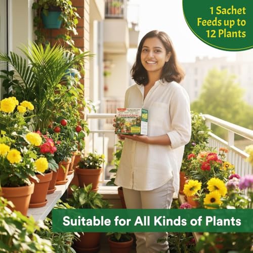 Image of Casa De Amor Green Glow- All In One Plant Food | Complete Nutrition with NPK & Micronutrients | For All Indoor, Outdoor, Balcony Plants | 10 Sachets (200g) | Fast Growth & Flowering